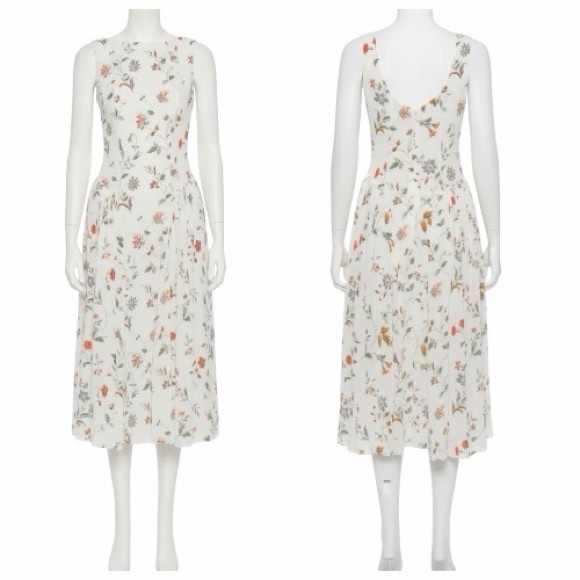 Reformation Anelis Boat Neck Drop Waist Floral Sleeveless Cocktail Midi Dress - Picture 12 of 16